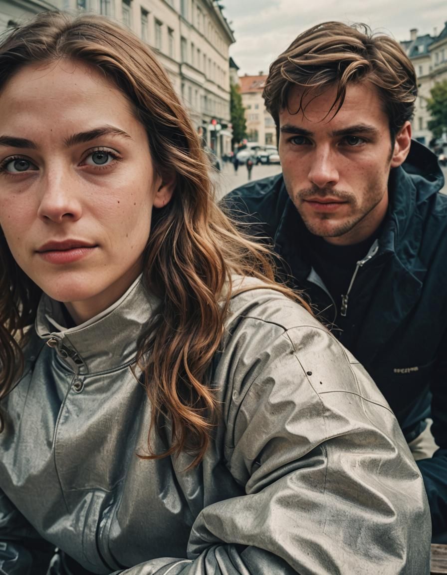 Young Girl and Athlete in Vienna: Cinematic Film Still