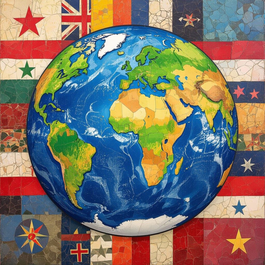 Earth Flag Mosaic in Eclectic Artistic Styles