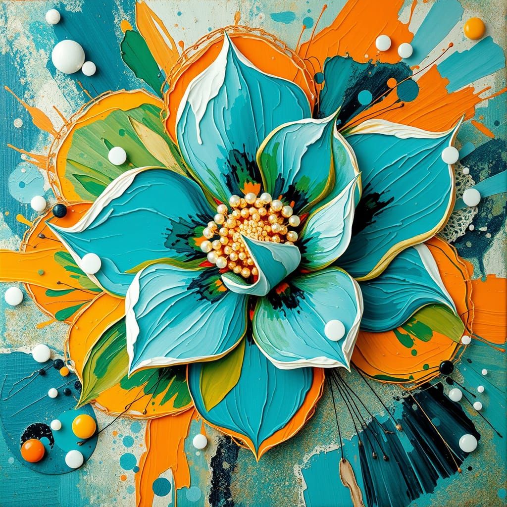 Colorful Abstract Floral in Neo-Impressionist Style