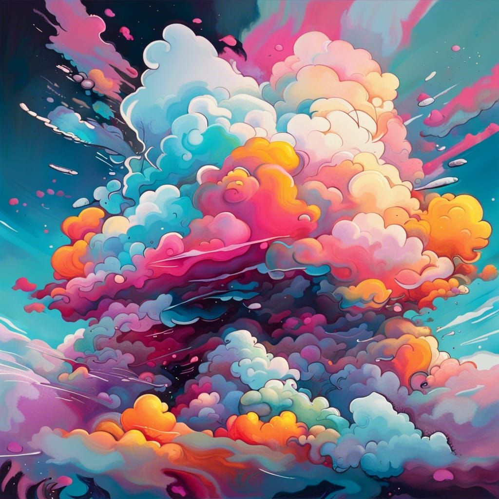 Dawn Cloud Formations in Graffiti Art Style