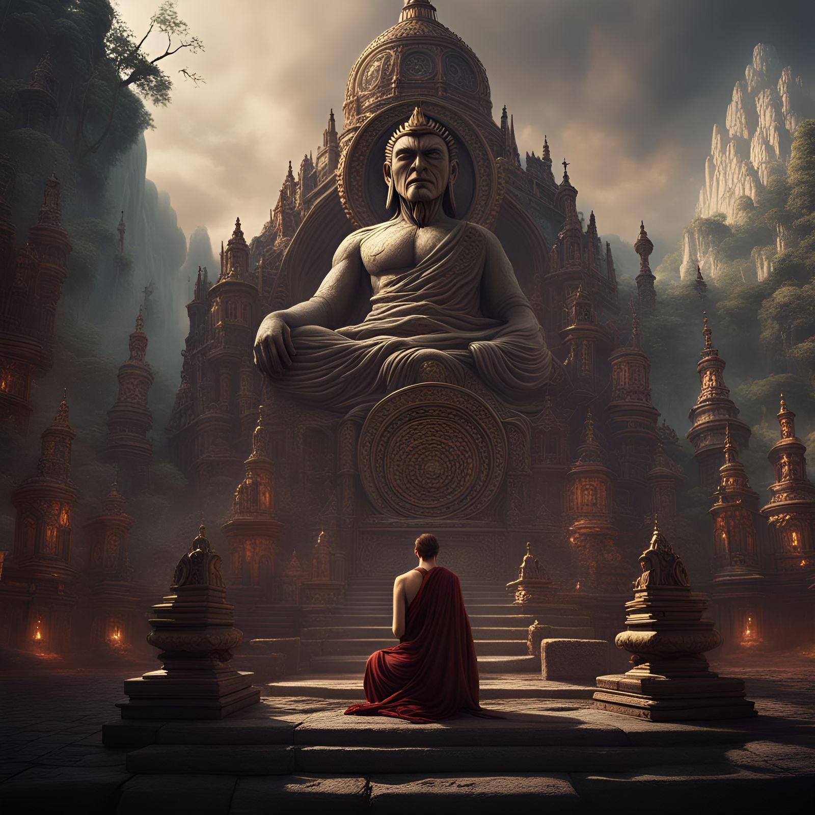 Sleeping Buddha: Detailed Matte Painting