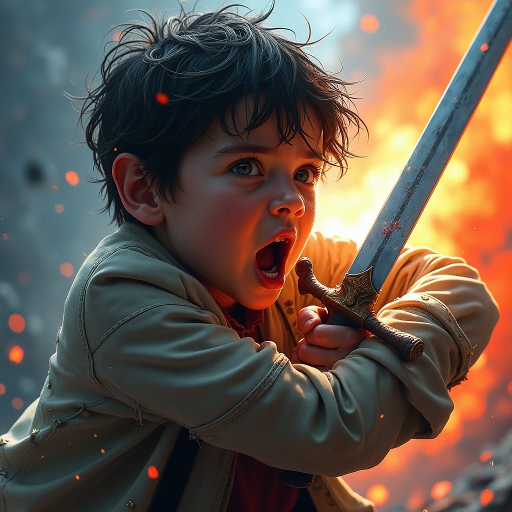 Boy's Desperate Scream as a Sword Cuts Through Him in a Visc...