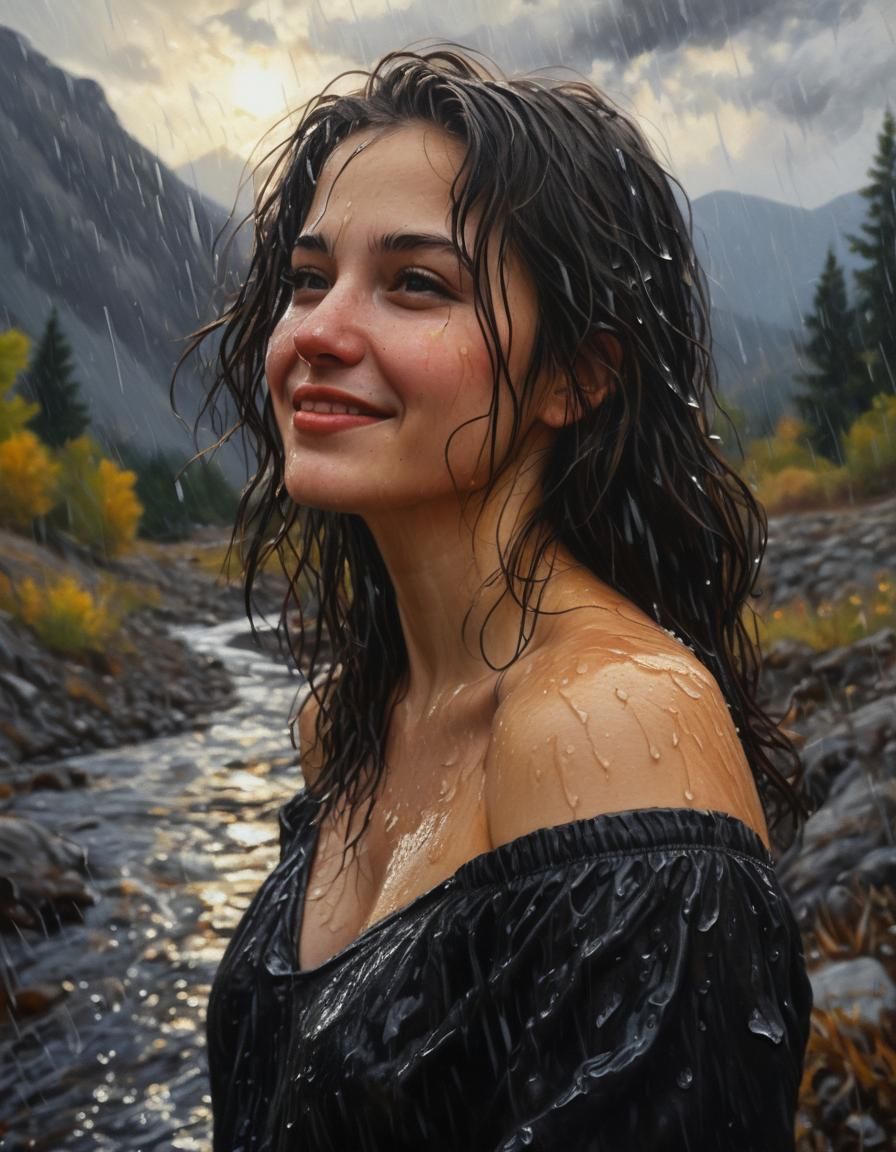 Misty Morning: Woman in Chiaroscuro Oil Painting