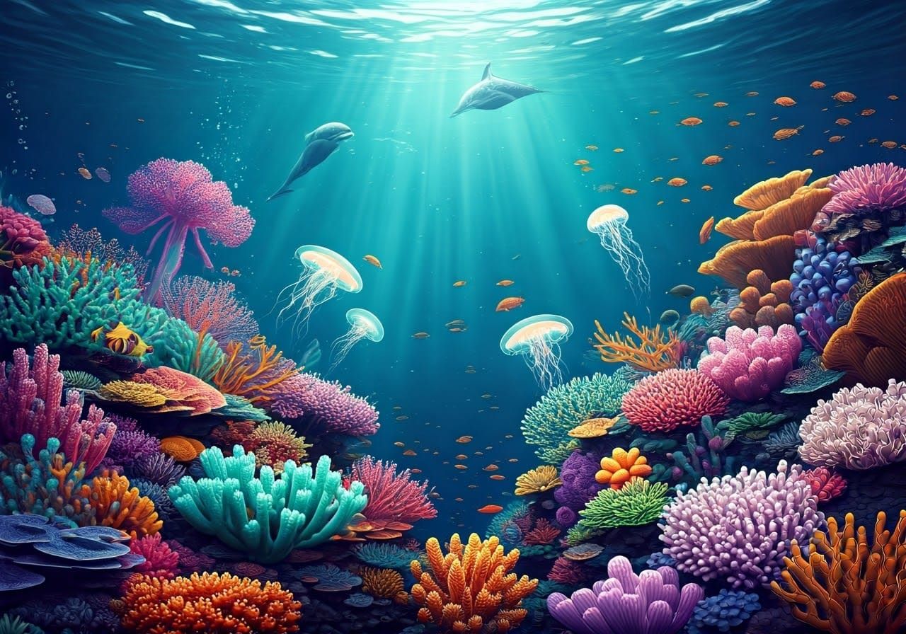 Exotic Underwater Realm in Art Nouveau Style