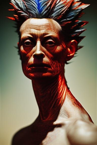 Biopunk Horror Portrait in Stained Glass Style