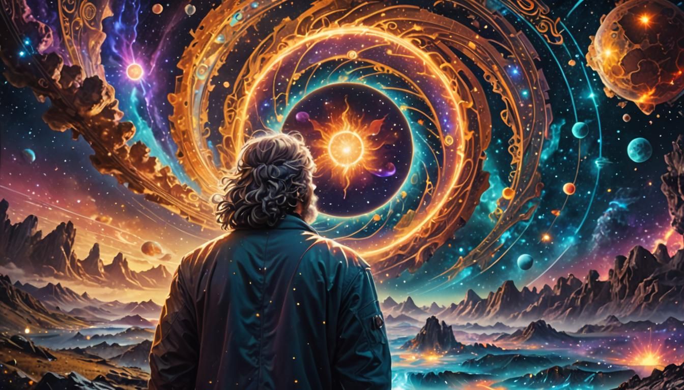 Holographic Cosmic Illustration in Mixed Media