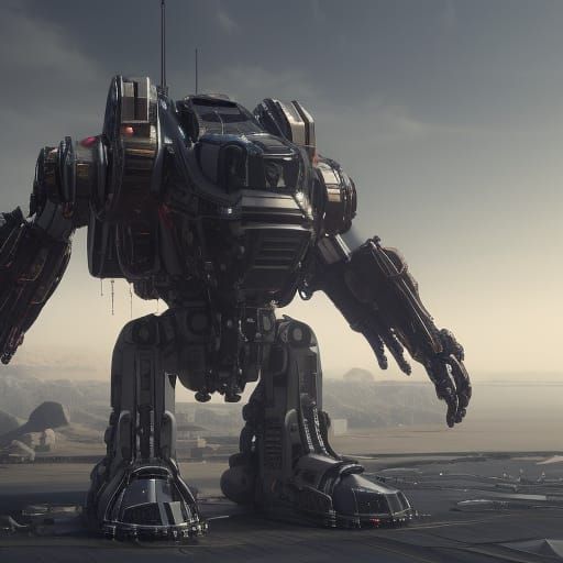 Futuristic Sci-Fi Mech in Polished Metal