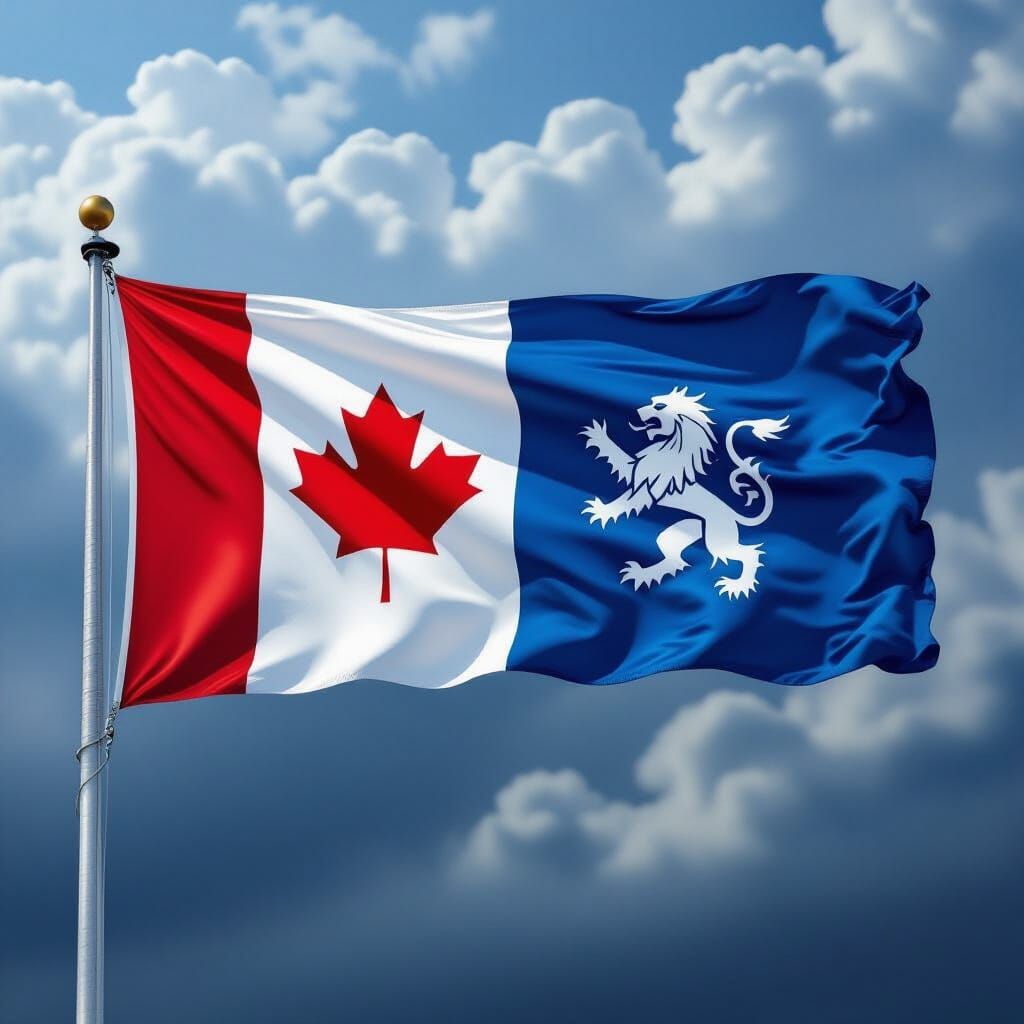 Blended Canadian and Nova Scotia Flag Waving