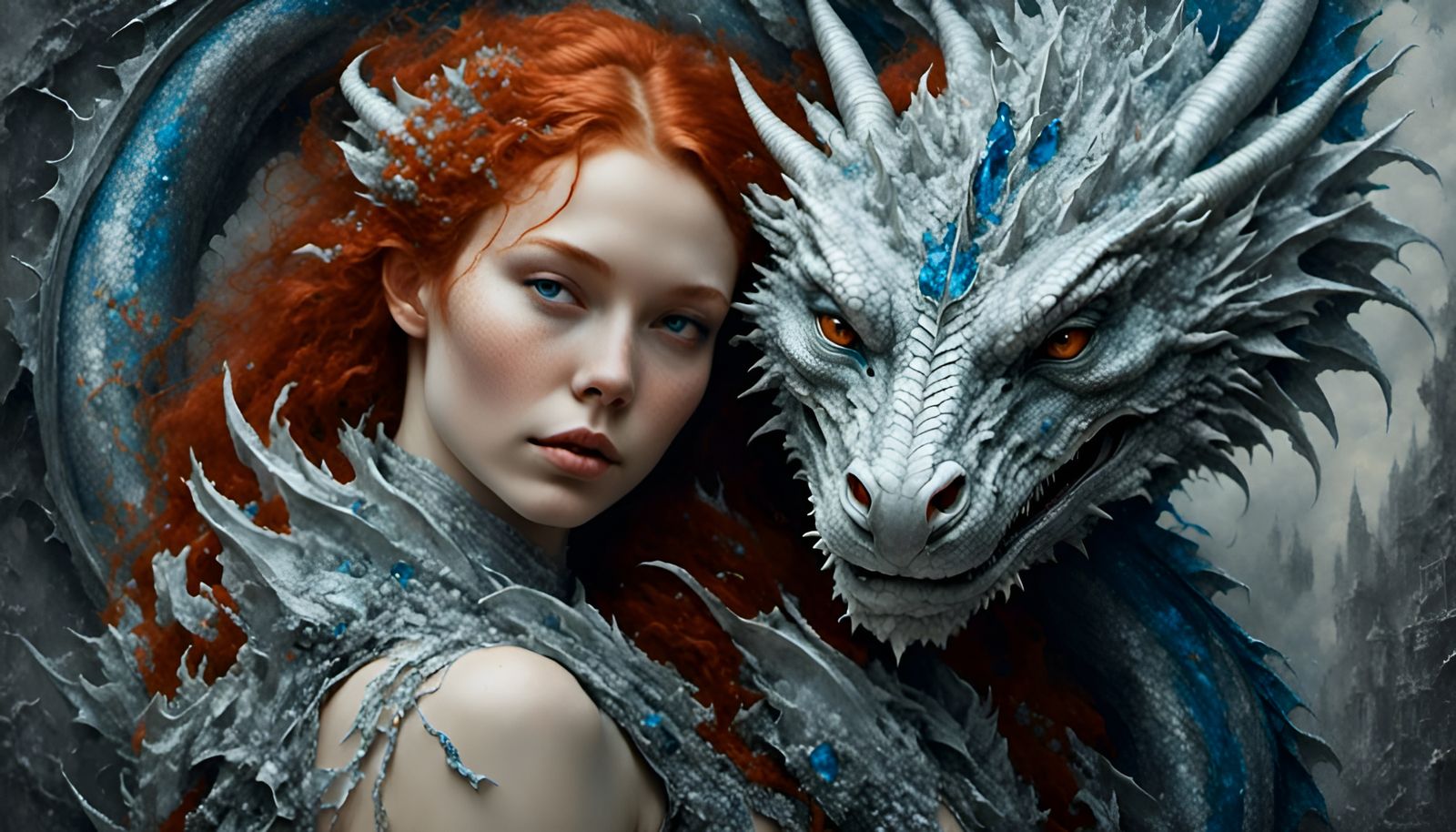 Lady with Dragon in Wayne Barlowe Style