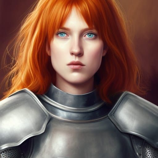Beautiful Ginger Knight Portrait in Dark Fantasy Style