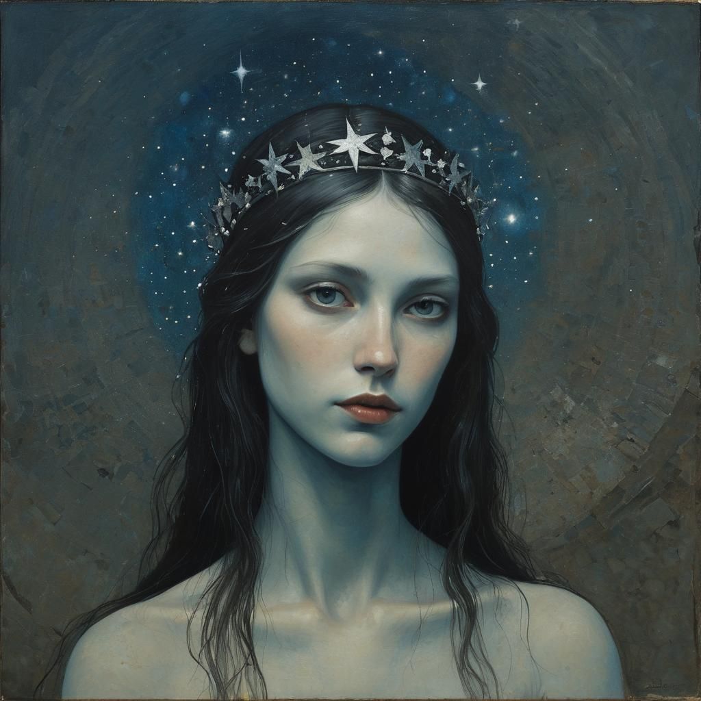 Magical Night Portrait in Symbolist Style