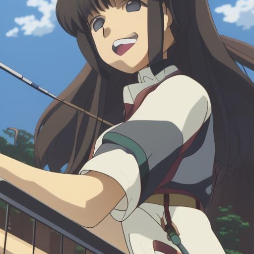 Anime Ship Girl in Studio Ghibli Style