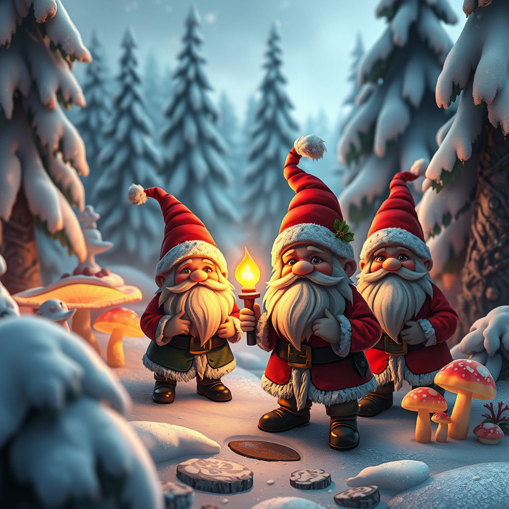 Christmas Dwarves in Whimsical Winter Wonderland