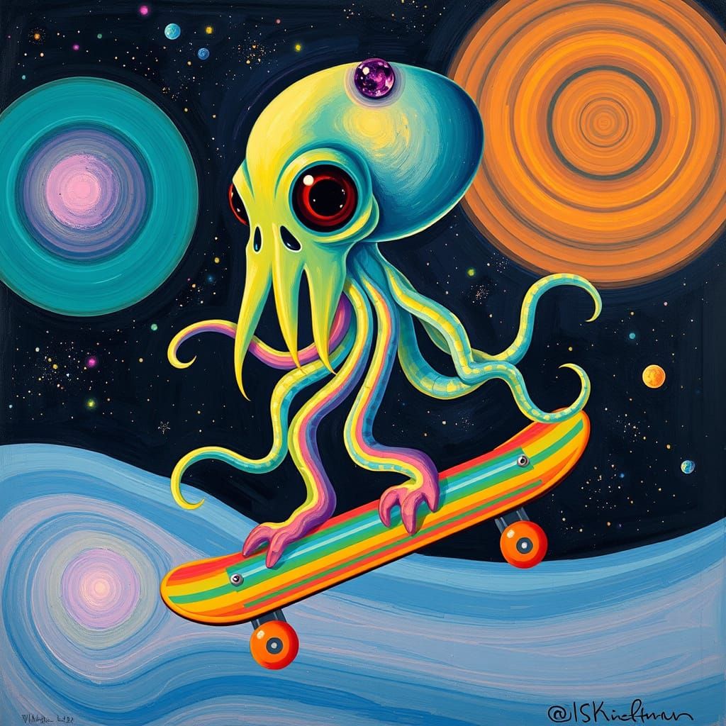 I don't know -- skateboarding squid?
