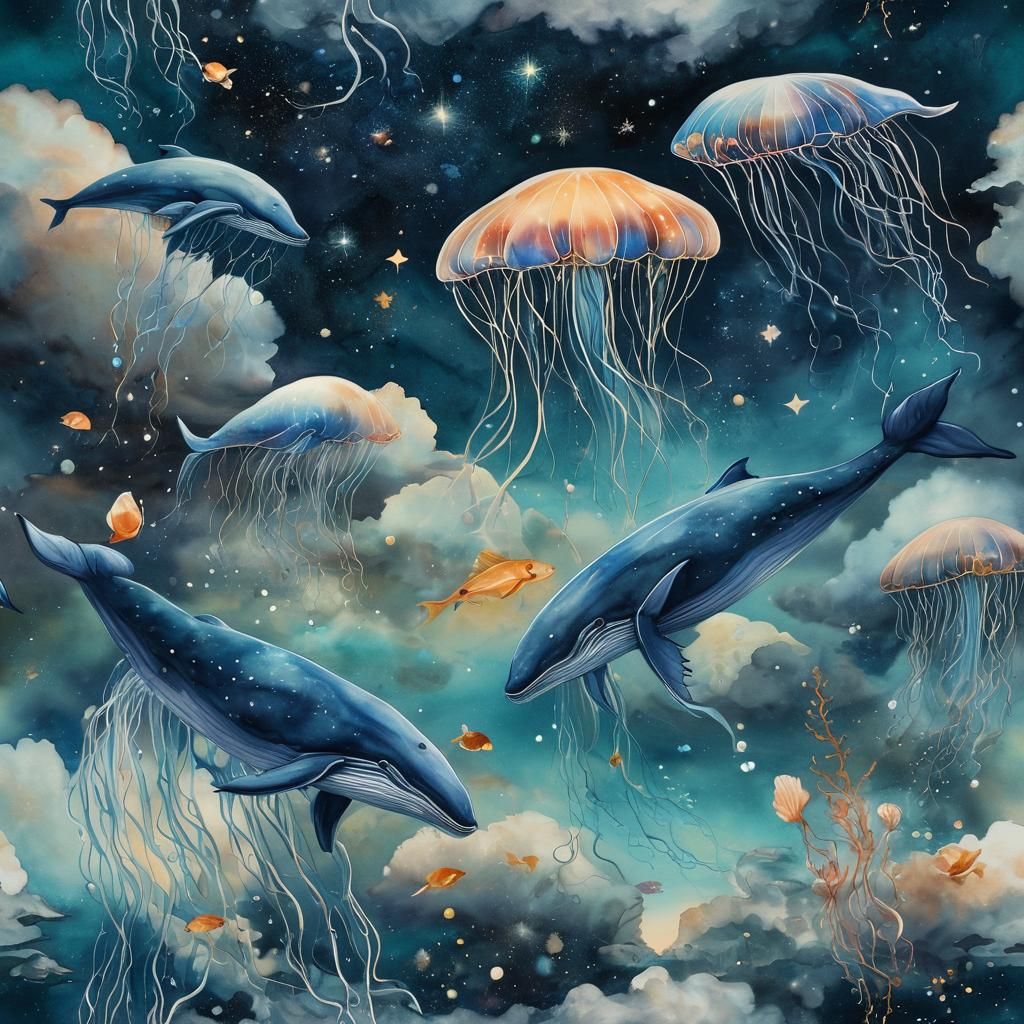 Ethereal Oceanic Dreamscape in Whimsical Oil Paint Style