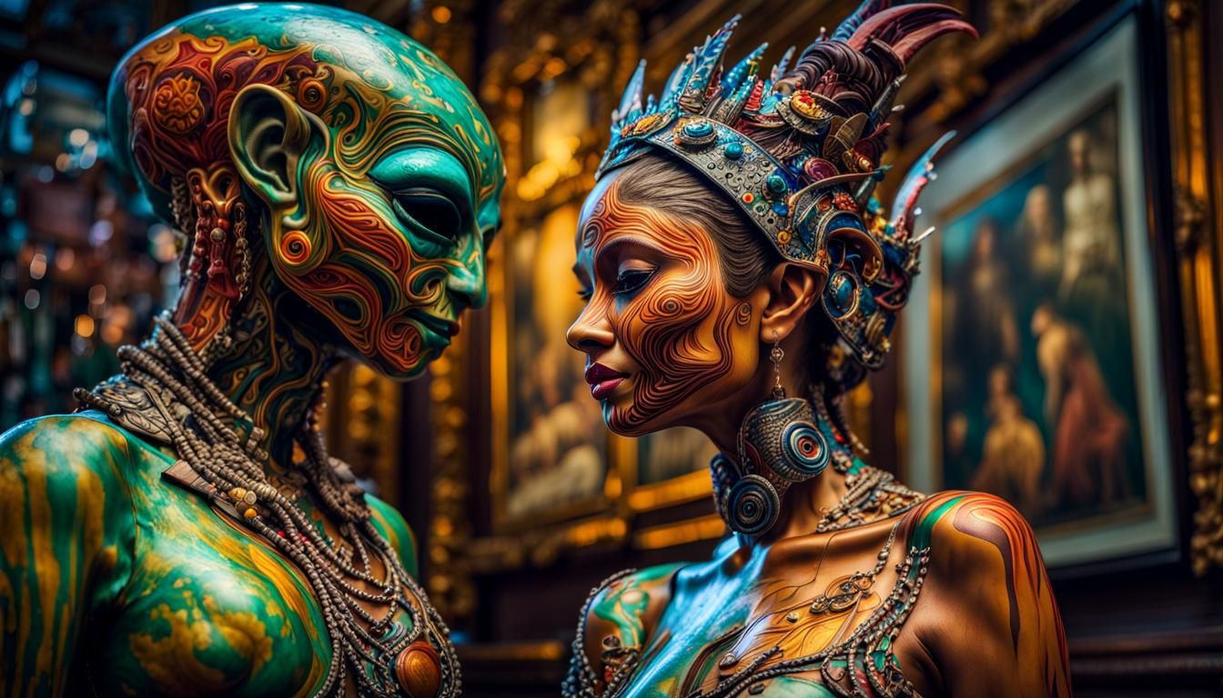 Exotic Aliens: A Fantastical and Colorful Portrait