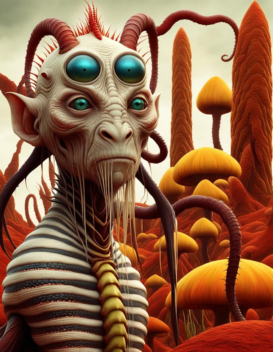 Surreal Insectoid Creature in Eerie Fantasy Style