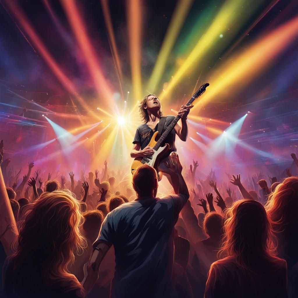 Spectacular Rock Concert Light Show in Splash Art Style