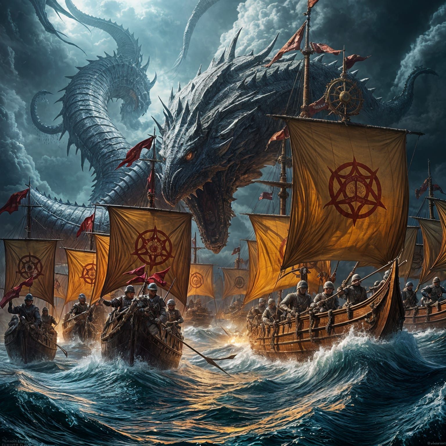 Epic Dark Fantasy Battle at Sea