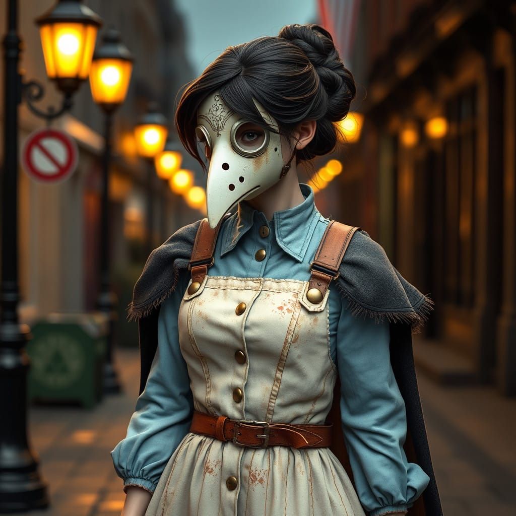 Steampunk Plague Nurse in Victorian Attire