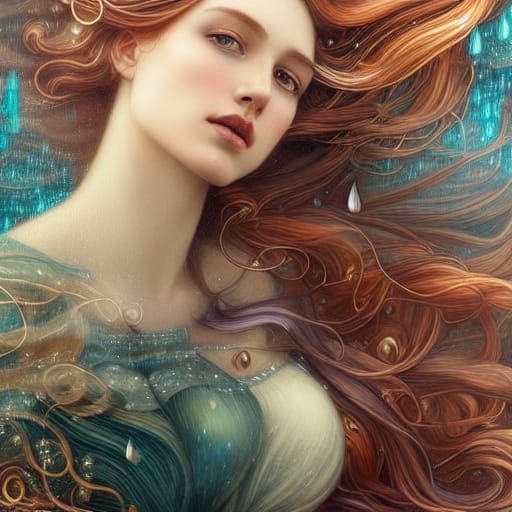 Girl in Rain: Hyperrealistic Portrait in Silver Tones