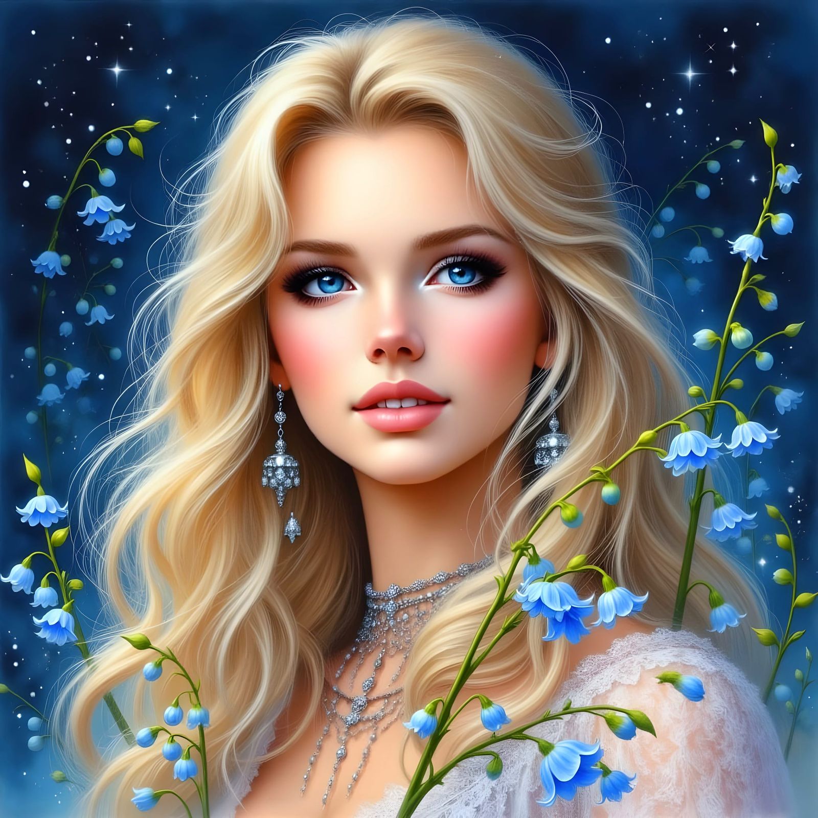 Norse Goddess Portrait in Soft Watercolor Style