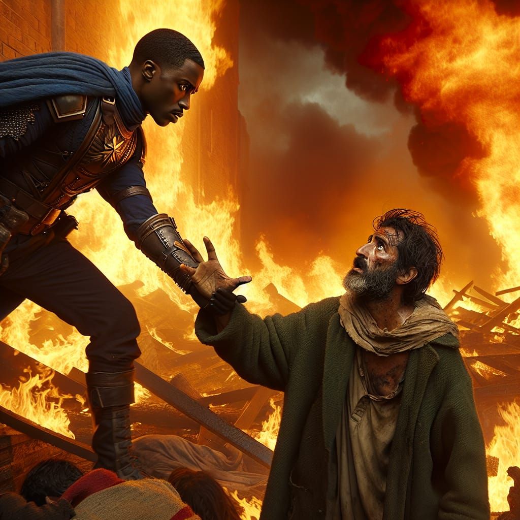 Heroic Rescue: Figure Saves Man From Fire