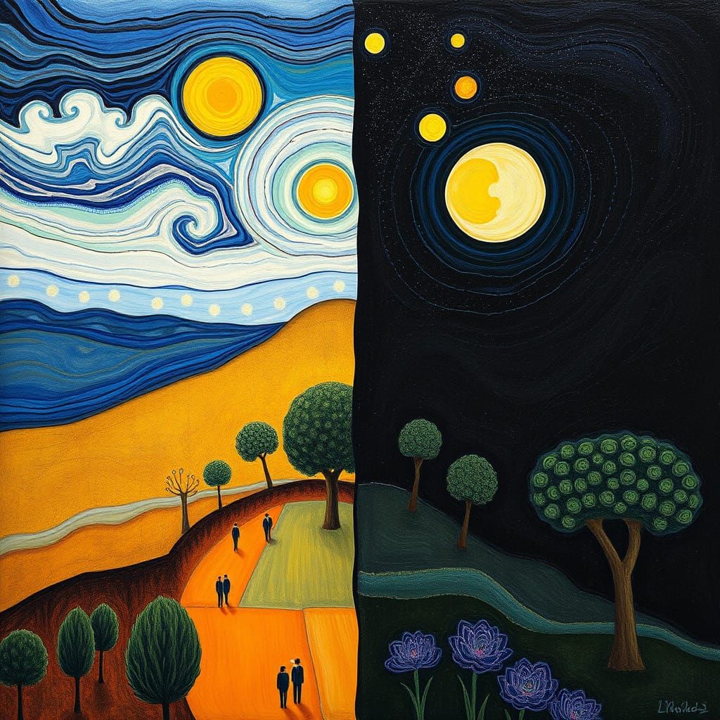 Klimt-Inspired Day and Night Duality