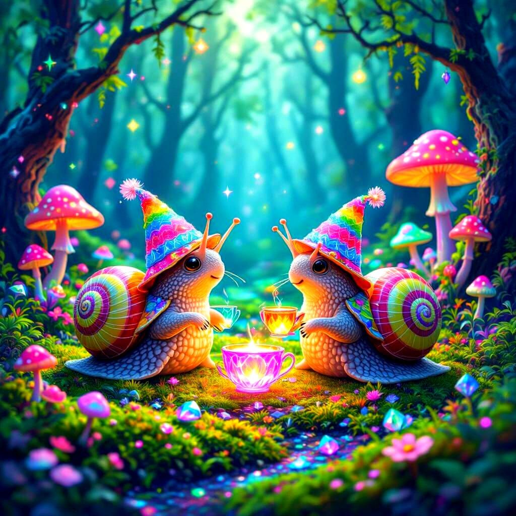 Psychedelic Snails Host Whimsical Tea Party