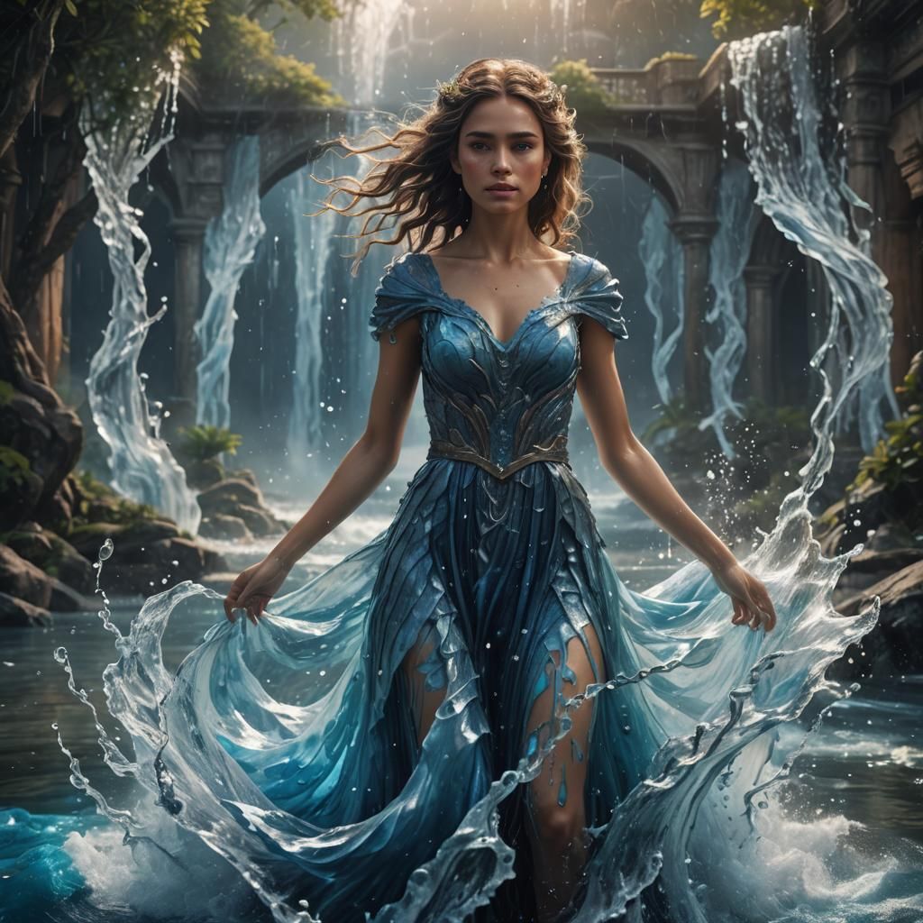Woman in Water Dress: Fantasy Concept Art