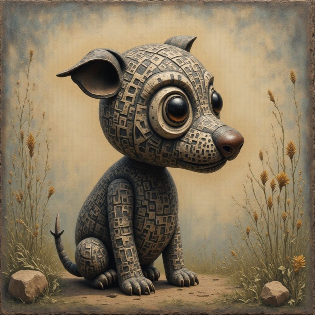 Stylized Schnauzer Portrait in Abstract Style