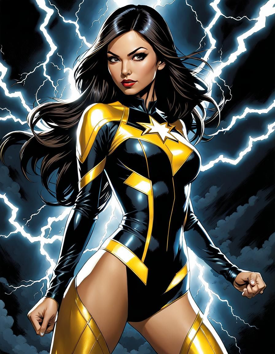 Victoria Justice as Electric Superhero in Comic Art
