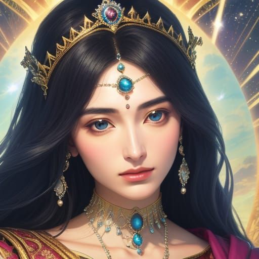 Divine Princess-Goddess in Sfumato Technique