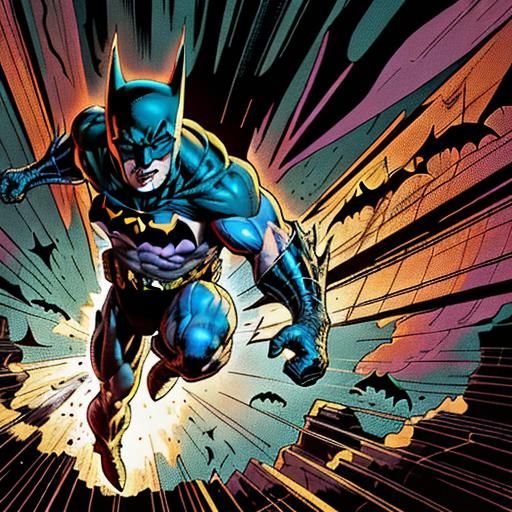 Dynamic Comic Book Splash Art, close-up medium shot, low ang...