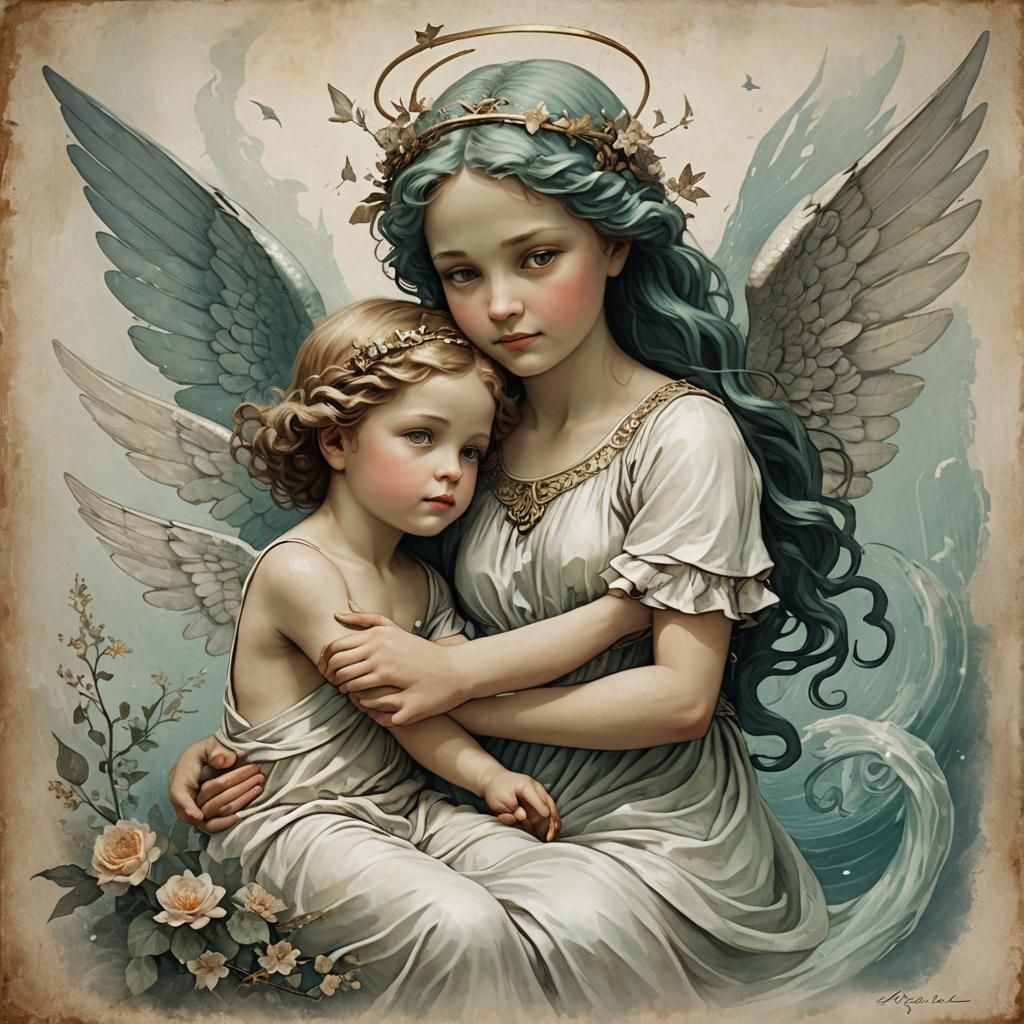 Ethereal Siren-Angel Child: A Surreal Artwork