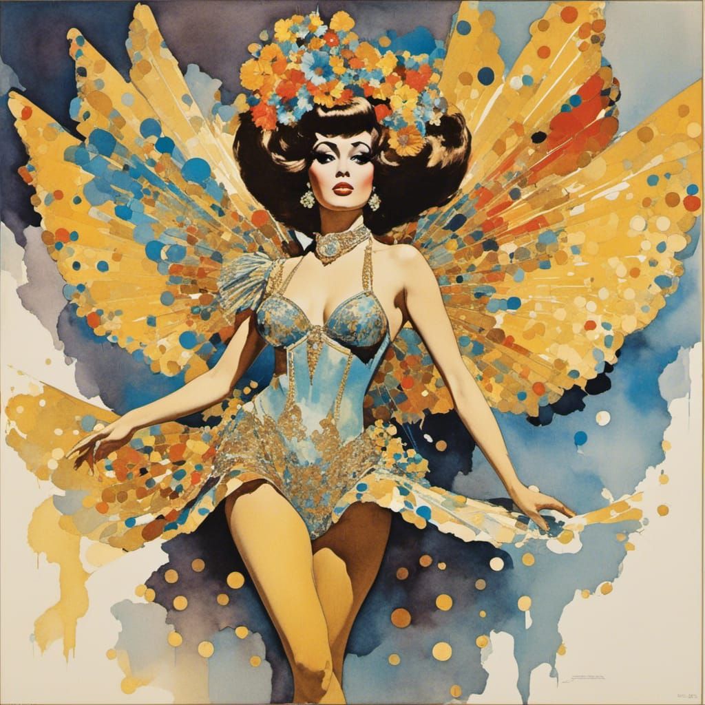 Go-Go Dancer in Sparkling Collage Style