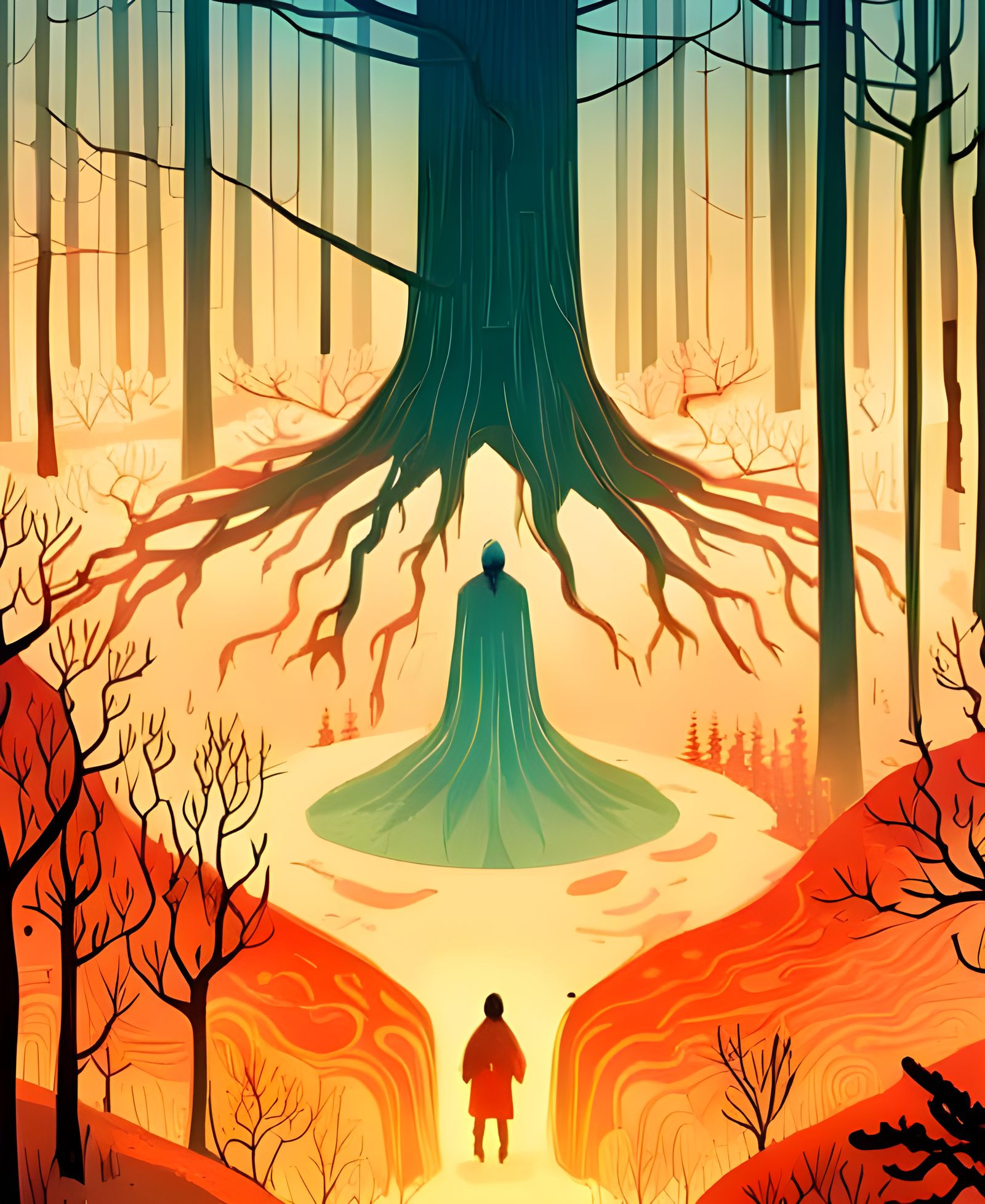 Enchanted Forest Magic Eruption in Composite Art