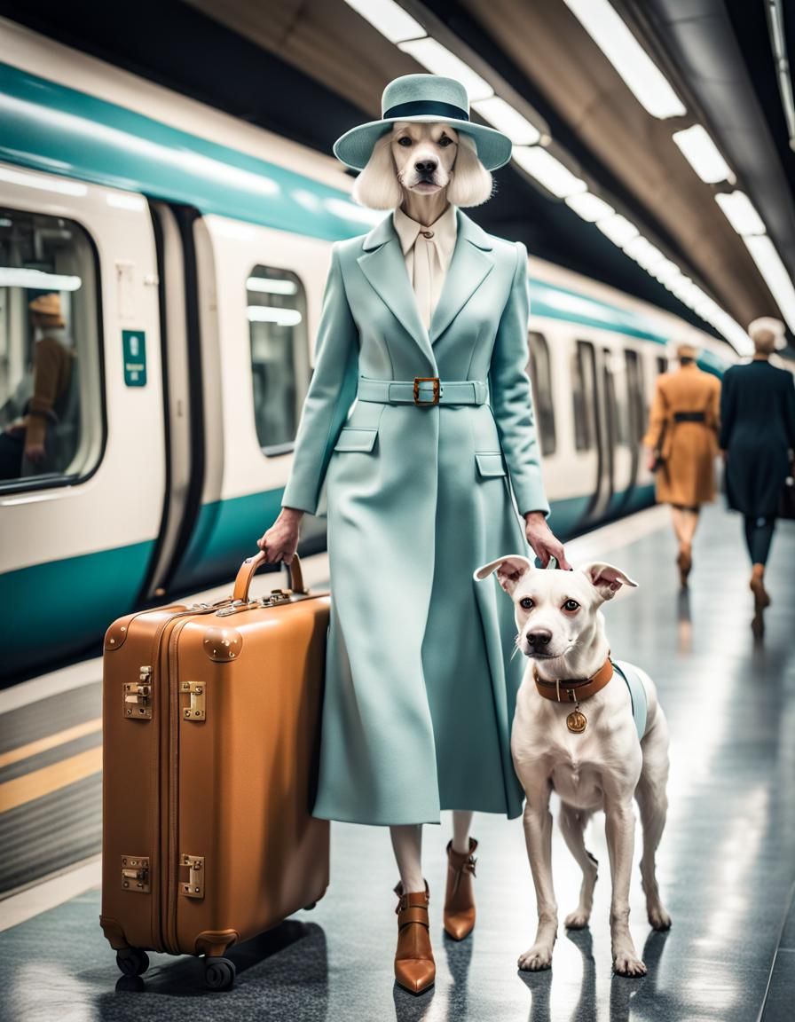 Dog-Woman Commuting in London, CG Society Style