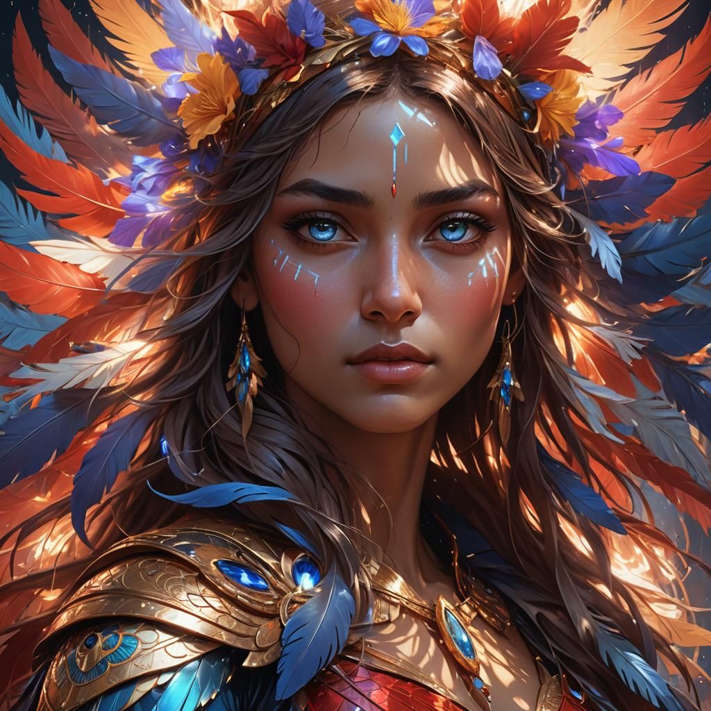 Ethereal Indian Girl Portrait with Red Iris