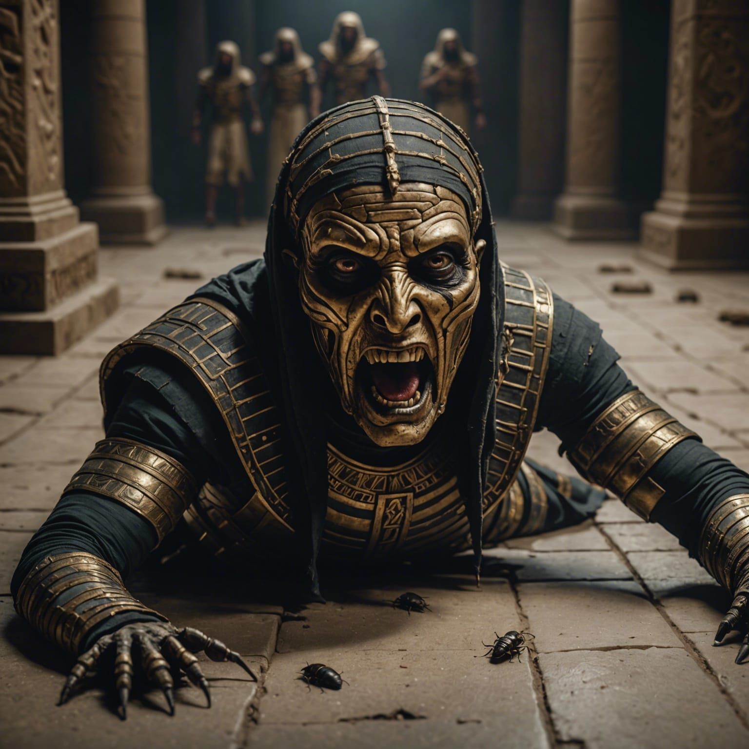 Vengeful Mummy Screams in Dark Academia Style