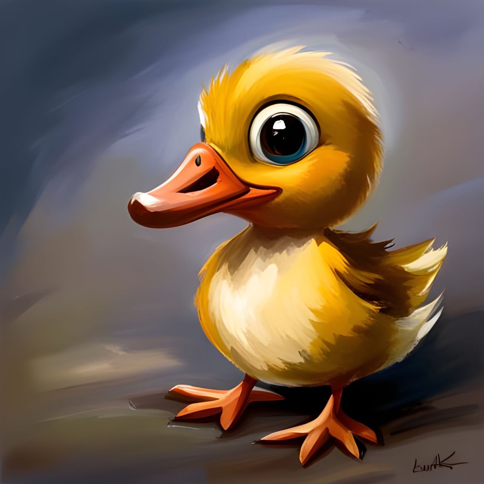 Adorable Cartoon Duck Oil Painting