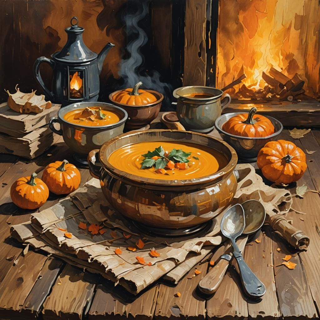 Impressionist Still Life: Smoky Pumpkin Soup