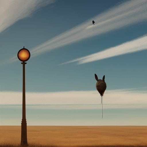 Cosmic Rabbit Ascends Amidst Crumbling Globe