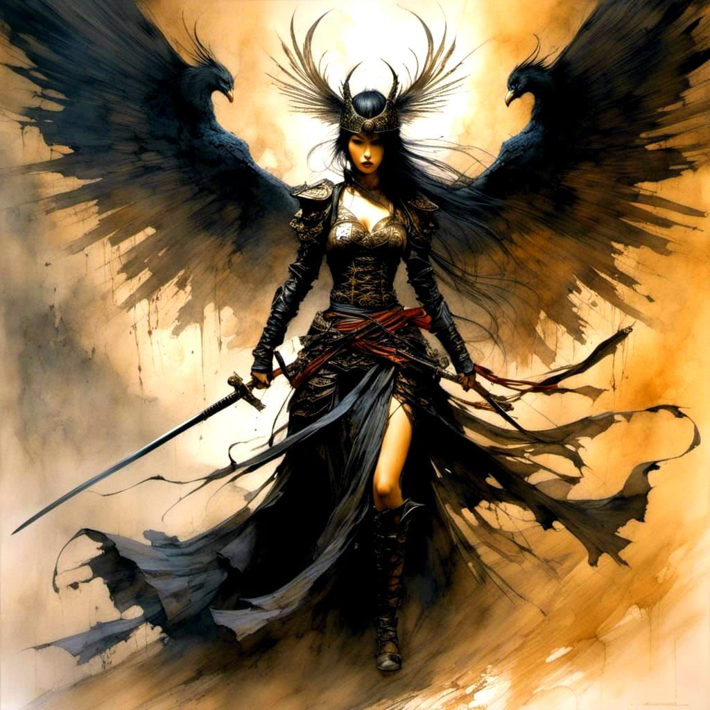 Samurai Angel in Dark Fantasy Style