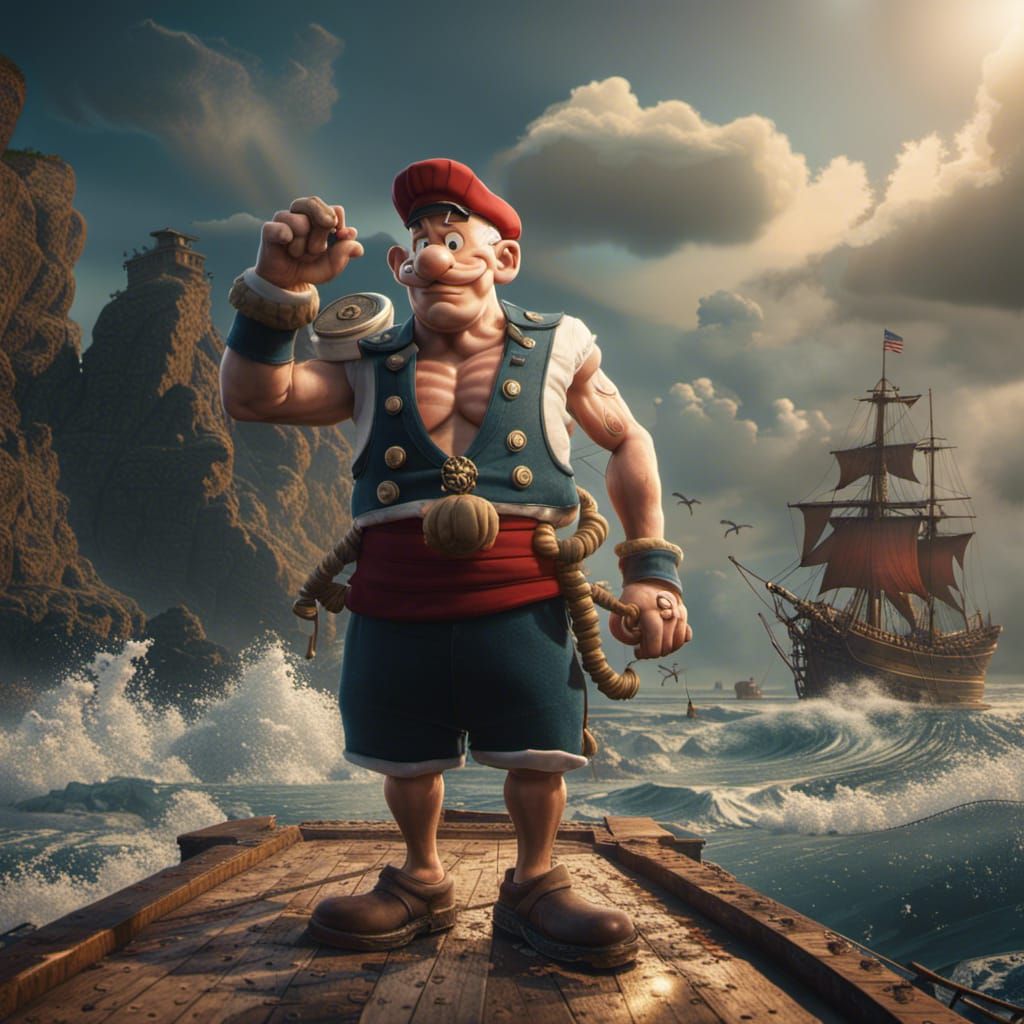 Popeye the Sailor Man in Detailed Matte Painting