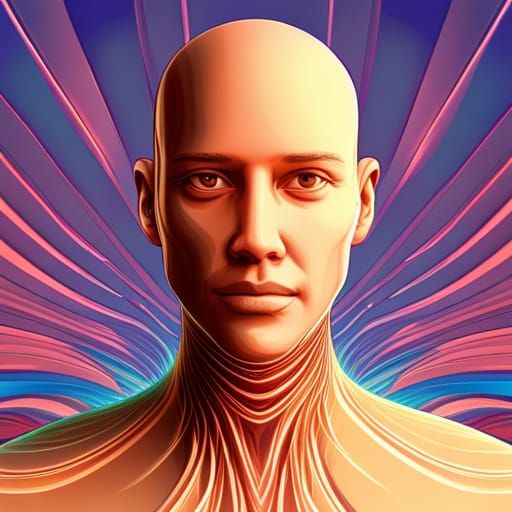 Abstract AI Avatar with Fractal Zentangle Design