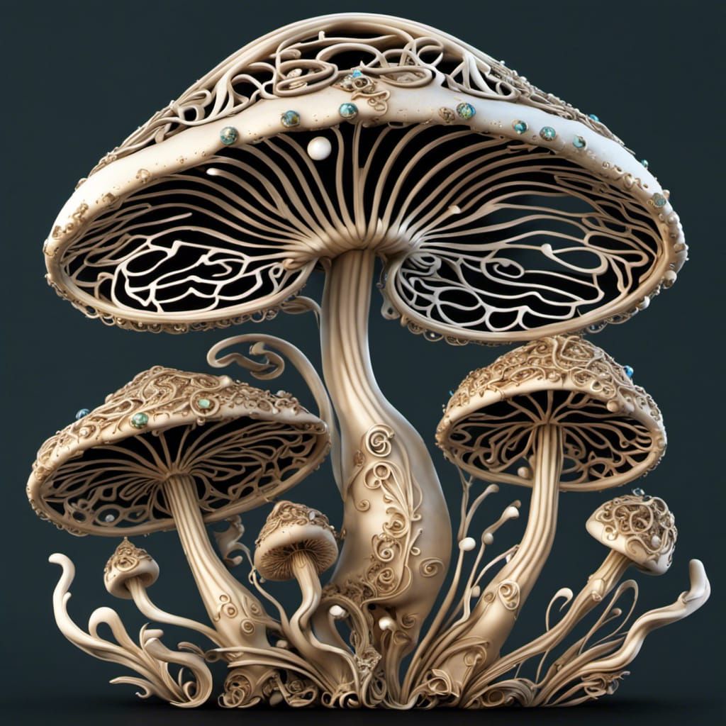 Ornate Mushroom Filigree: Mystical, Detailed Design