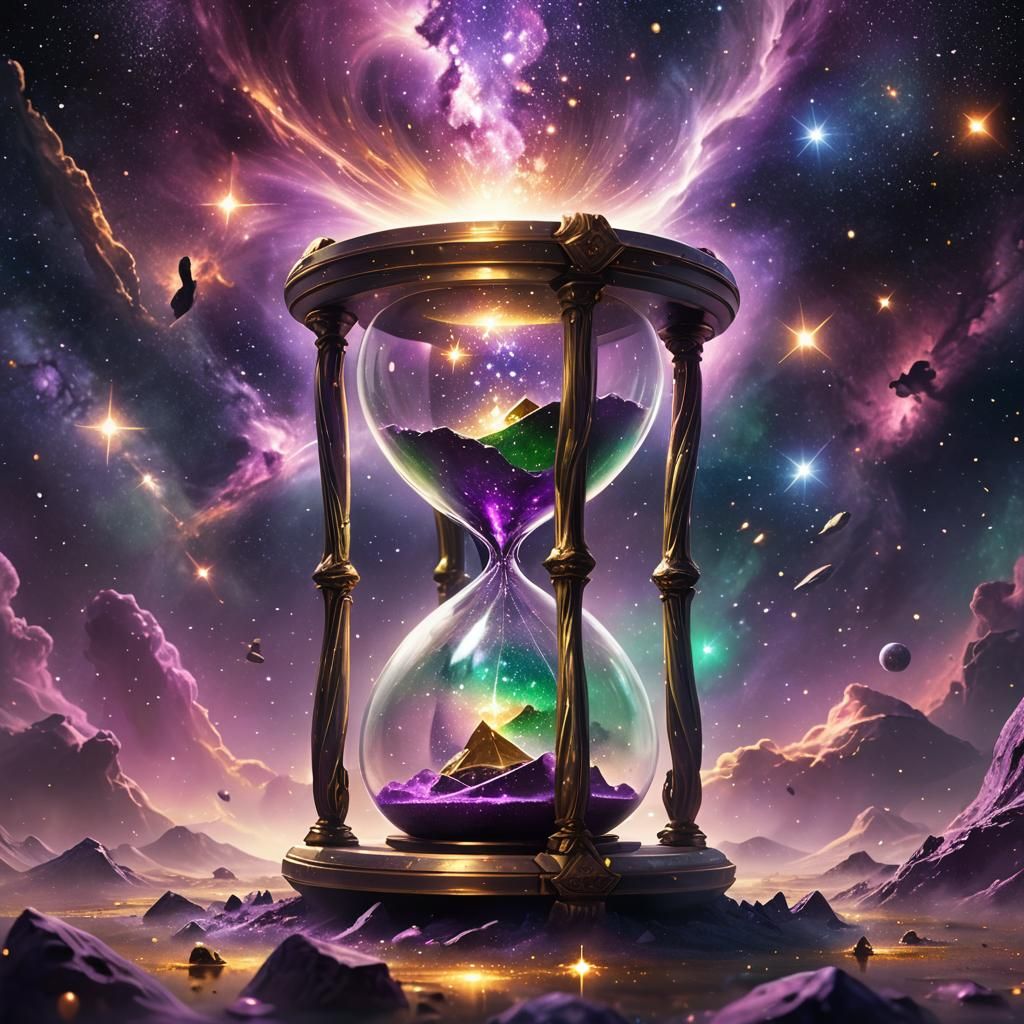 Galactic Hourglass in Starry Void: Fantasy Concept Art