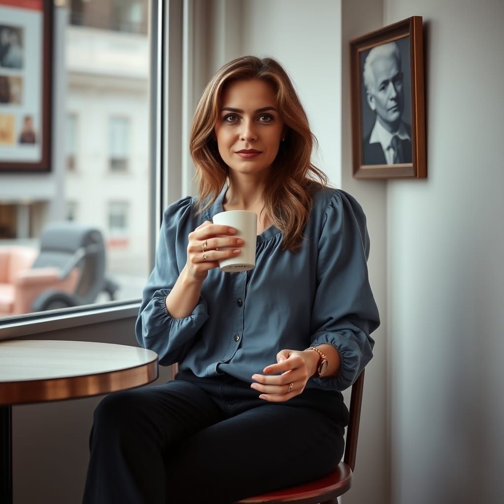 Woman Enjoying Coffee in Morning Sunlight