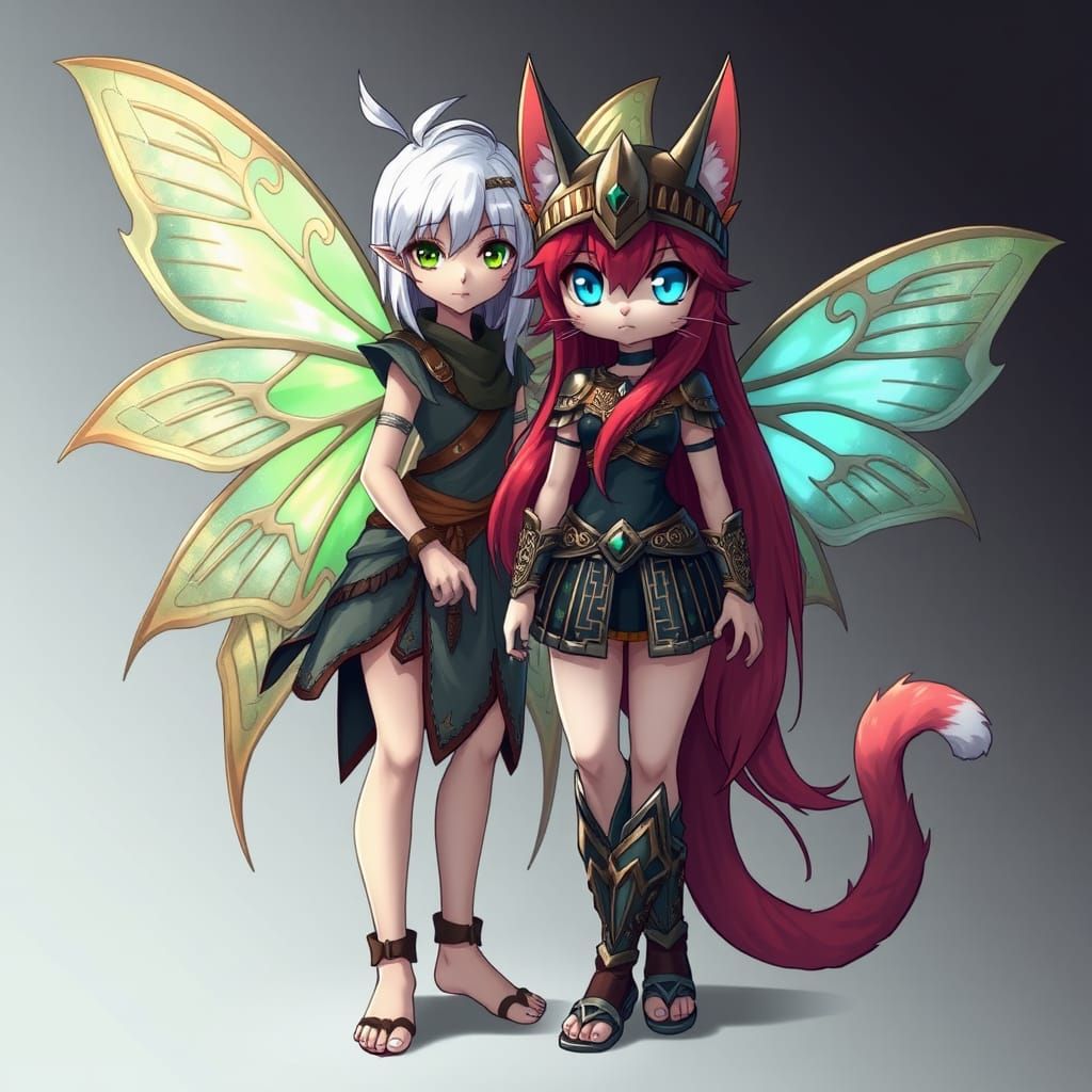 Mystical Fairy Meets Anime Catgirl in Ancient Greek Attire